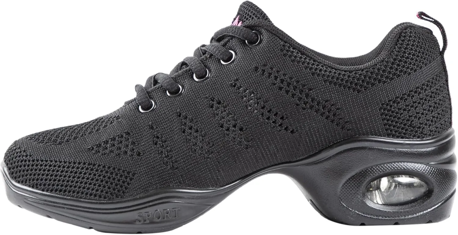 Linodes Women's Breathable Dance Sneaker with Split Sole and Air Cushion Jazz Dance Walking Shoes