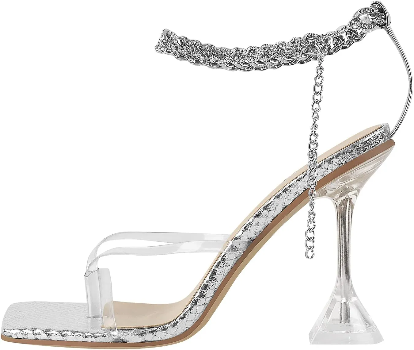 LISHAN Women's Stiletto High Heel Slip On Square Open Toe Mule Sandal