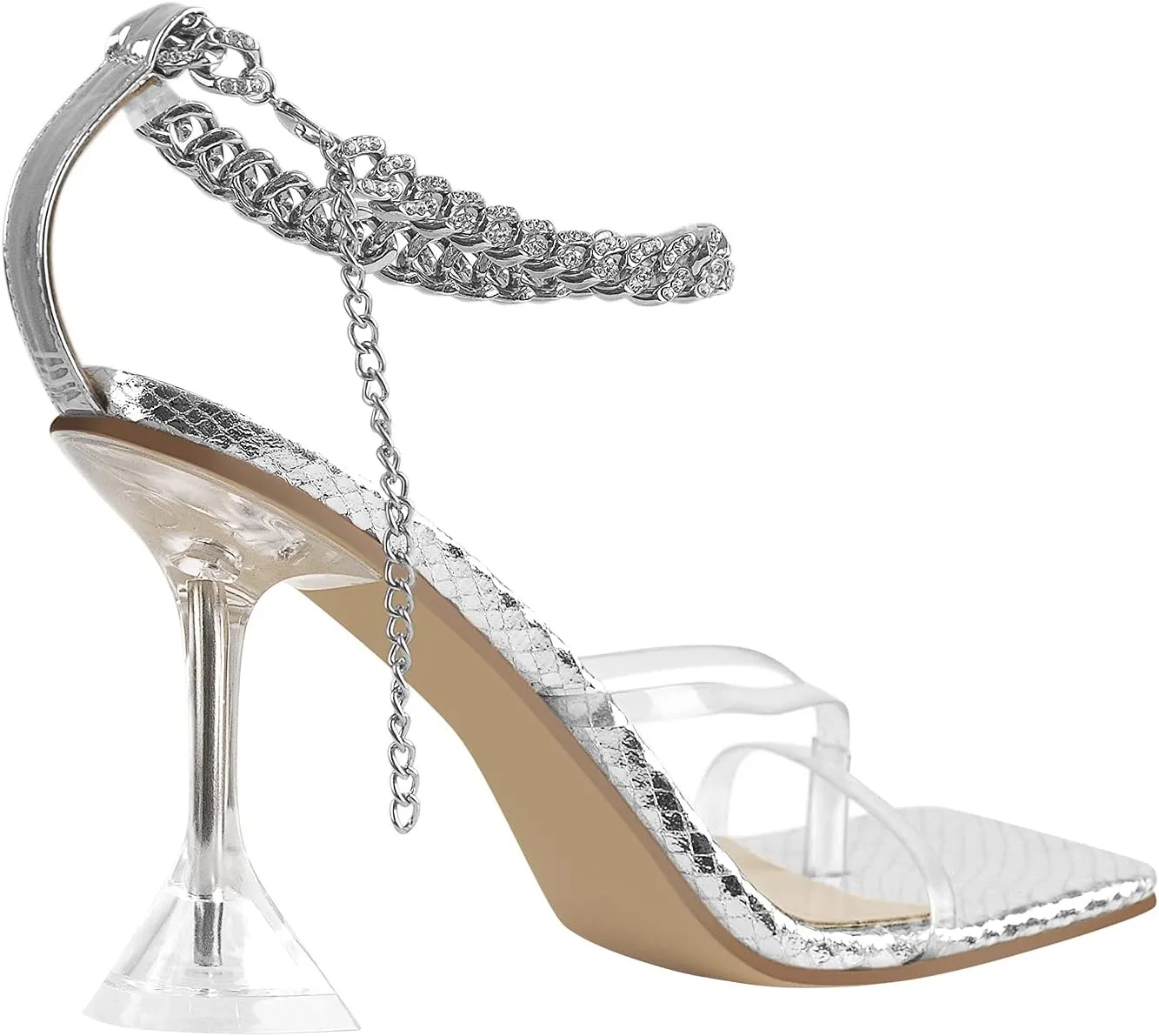 LISHAN Women's Stiletto High Heel Slip On Square Open Toe Mule Sandal