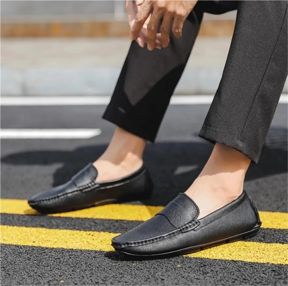 Loafers for Men Lightweight Simple Leather Lightweight Anti-Slip Casual Outdoor Slip-on