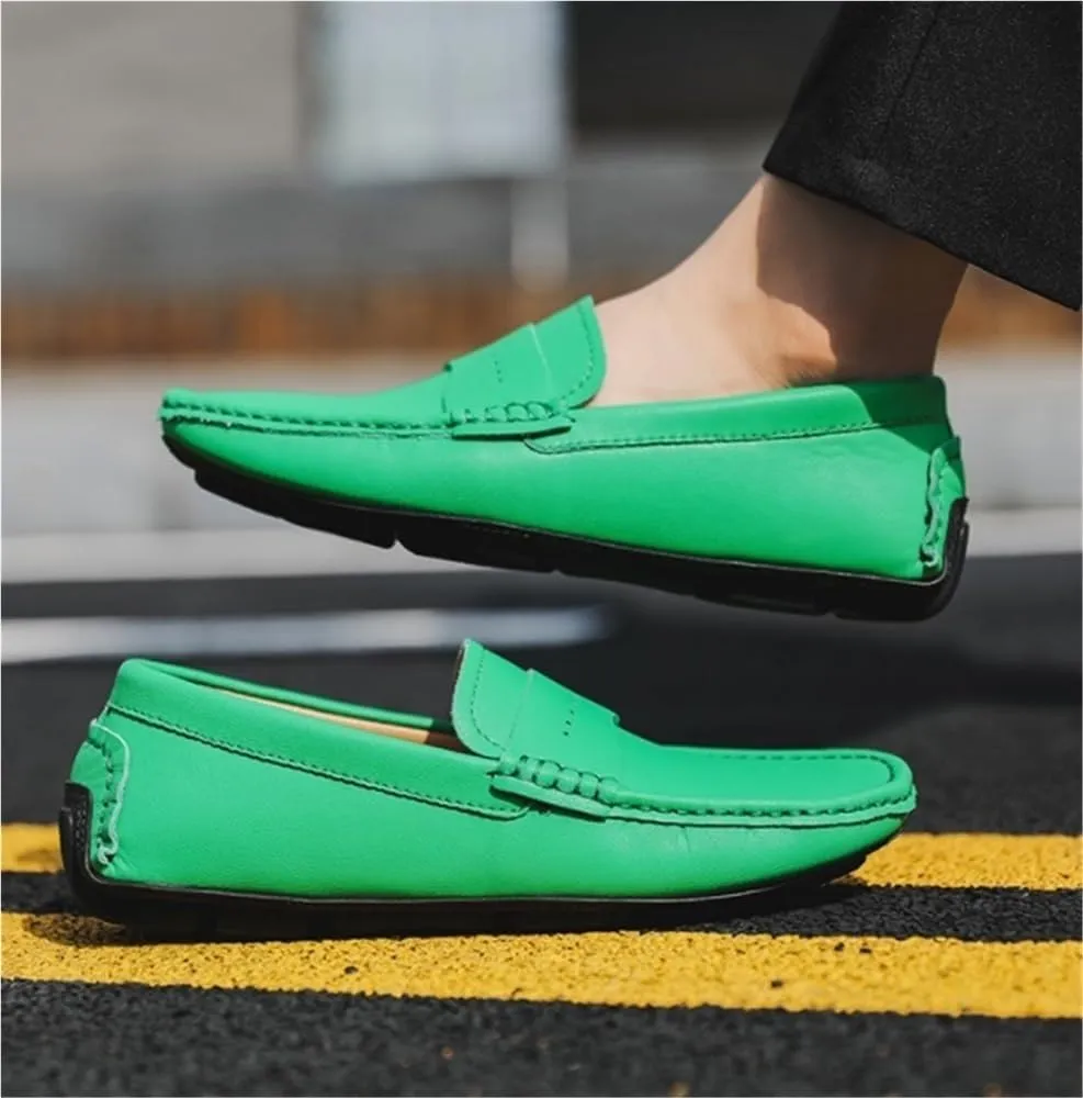 Loafers for Men Lightweight Simple Leather Lightweight Anti-Slip Casual Outdoor Slip-on