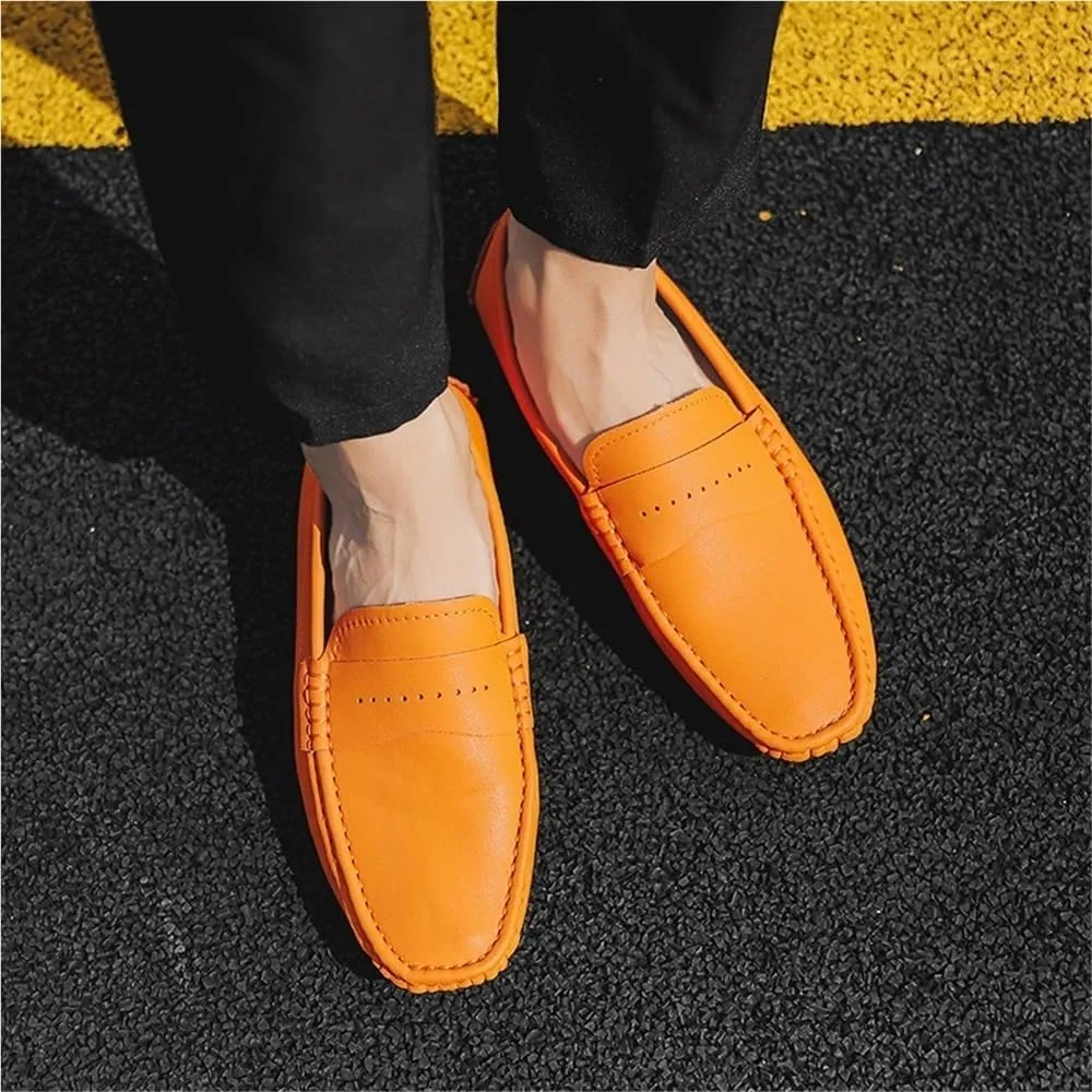 Loafers for Men Lightweight Simple Leather Lightweight Anti-Slip Casual Outdoor Slip-on