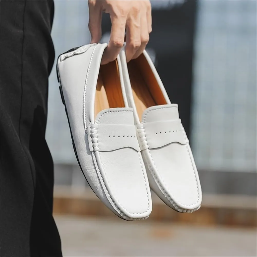 Loafers for Men Lightweight Simple Leather Lightweight Anti-Slip Casual Outdoor Slip-on