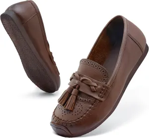 Loafers for Women Slip-Ons Genuine Leather Platfor Penny Loafers Shoes Rubber Sole No Slip