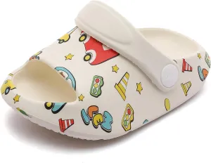 LONSOEN Kids Summer Clogs Boys Girls Slide Sandals Adjustable Toddler Indoor Outdoor Slippers Children Beach Pool Shoes