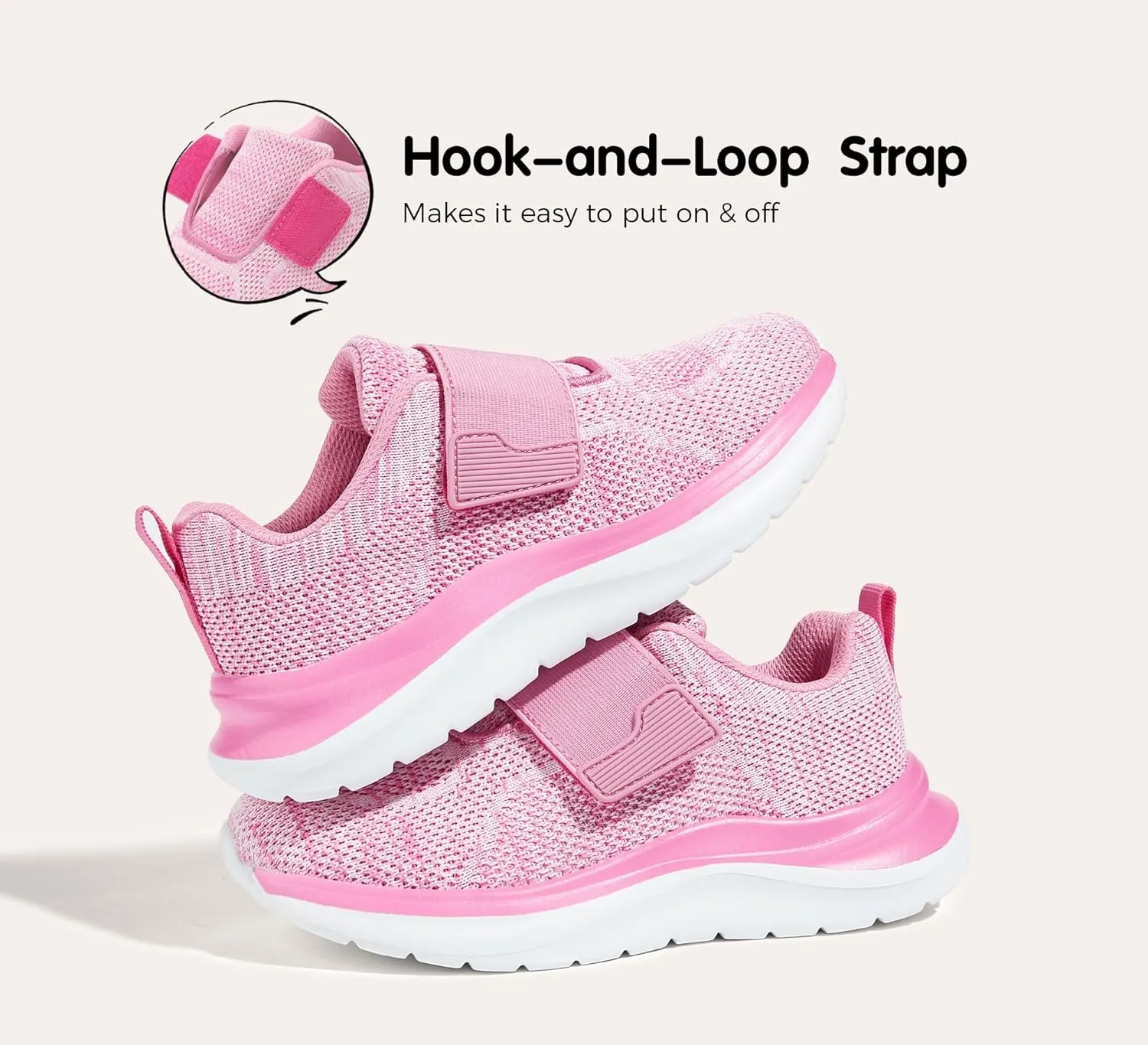 LUCKY STEP Boys Girls Tennis Shoes Kids Unisex Walking Running School Athletic Hook and Loops Strap Breathable for Toddler/Little Kid/Big Kid