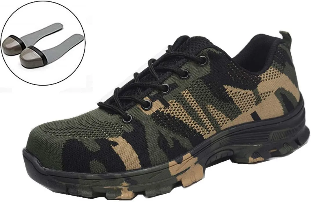 Luolocsn Women's Work Steel Toe Shoe Camo Safety Shoe for Men Lightweight Industrial & Construction Shoes