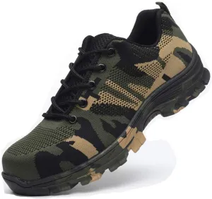 Luolocsn Women's Work Steel Toe Shoe Camo Safety Shoe for Men Lightweight Industrial & Construction Shoes