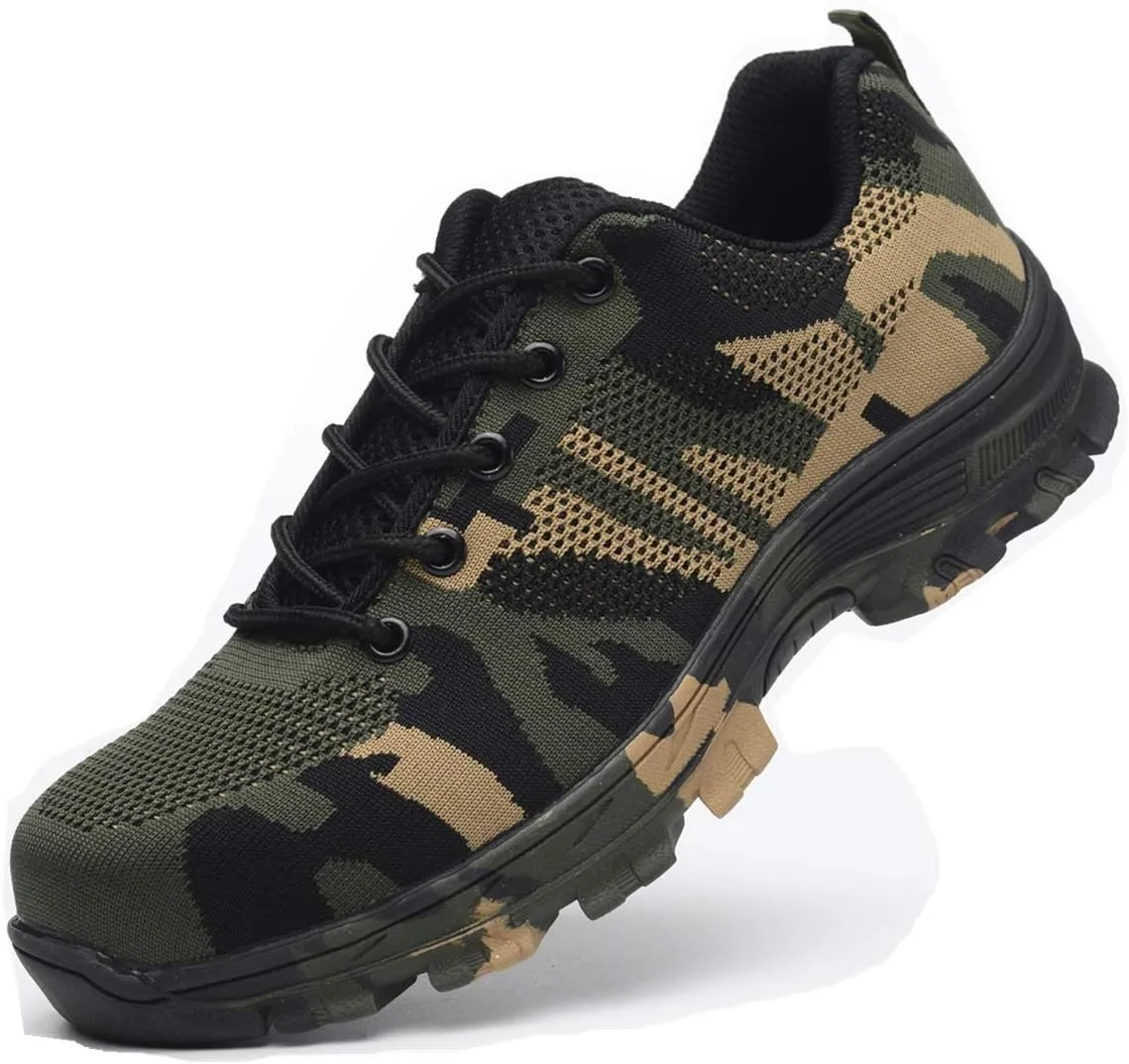 Luolocsn Women's Work Steel Toe Shoe Camo Safety Shoe for Men Lightweight Industrial & Construction Shoes