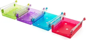 Luxshiny Slide Organizer Rack for Kitchen Fridge and Freezer Space Saving Storage Shelf with Suction Cup Stability Breathable Design for Easy Draining Easy to Clean