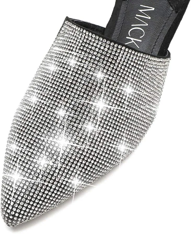 MACKIN J 327-1 Women's Pointed Toe Mules Slip On Rhinestones Slides Dress Flats
