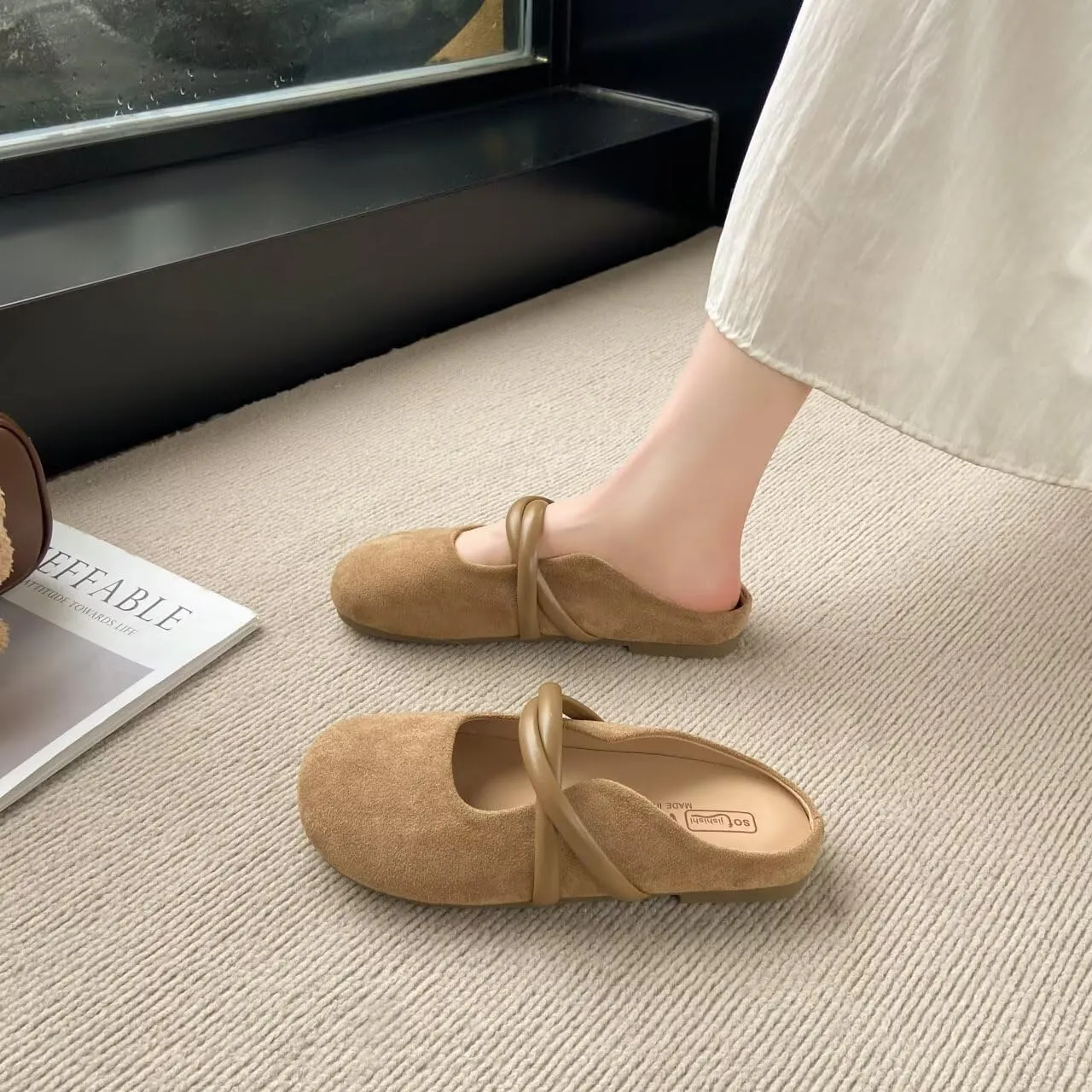 MAIITRIP Womens Clogs Mary Jane Flats,Slip on Comfortable Non-Slip Mule with Closed Toe,Female Lady Girl Summer Walking Casual Backless Dressy Slippers Shoes Indoor Outdoor