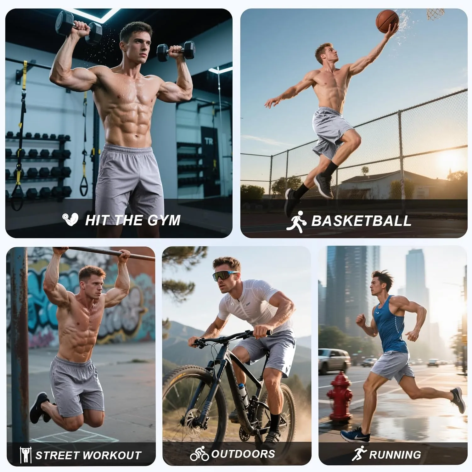 Mans Athletic Gym Shorts - Quick Dry Lightweight Training Shorts