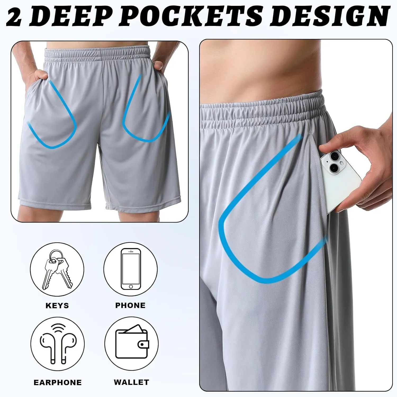 Mans Athletic Gym Shorts - Quick Dry Lightweight Training Shorts