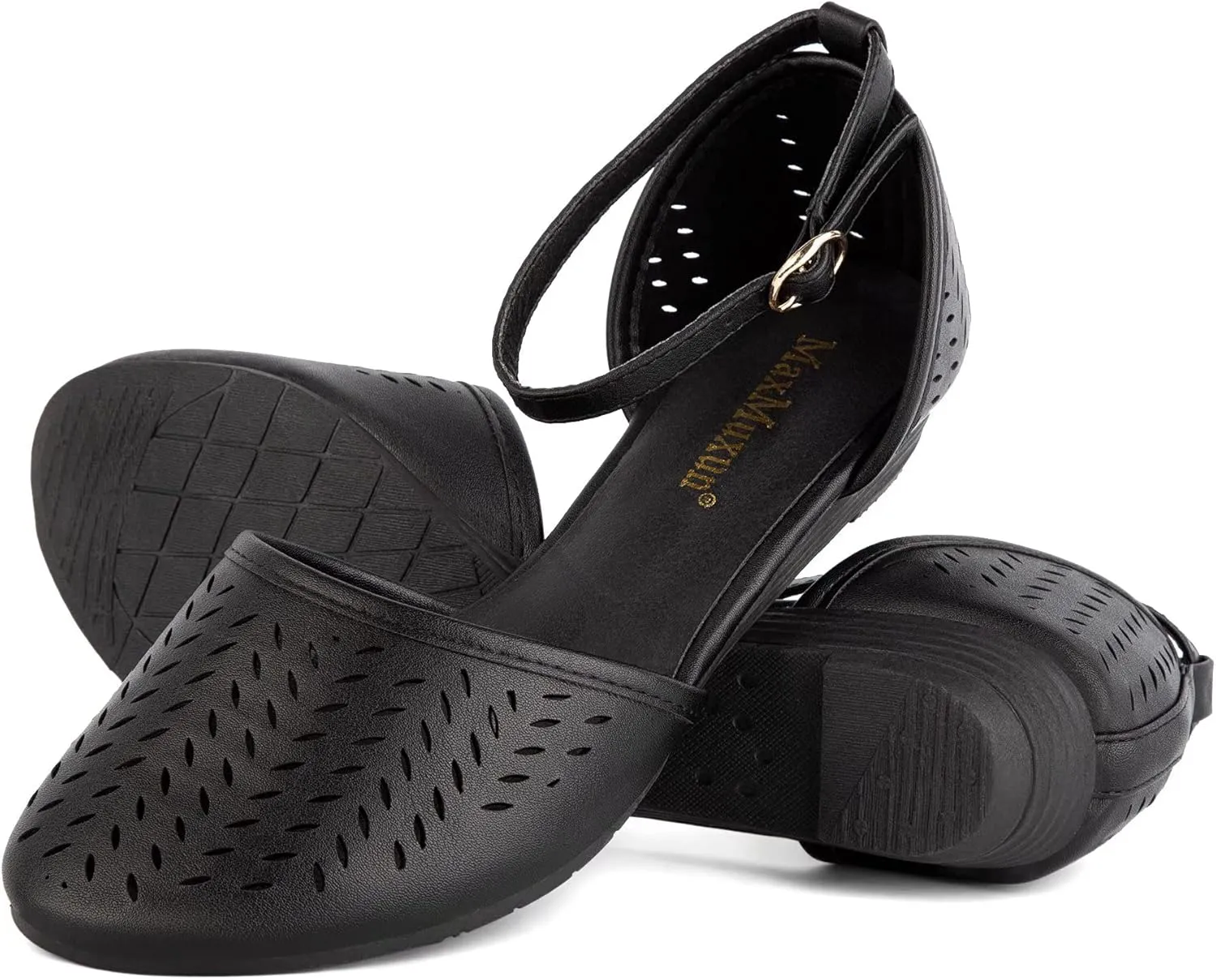 MaxMuxun Womens Roman Ankle Strap Cage Closed Toe Flat Sandals
