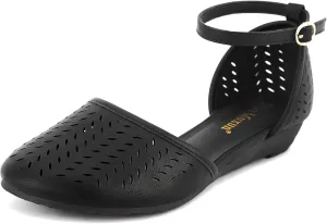MaxMuxun Womens Roman Ankle Strap Cage Closed Toe Flat Sandals