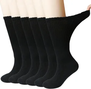  MD 4 & 6 Pairs Bamboo Diabetic Crew Socks, Non-Binding Loose Fit for Women & Men, Soft Cushioned Sole Moisture Wicking