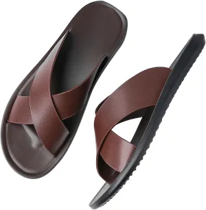 Men Cross Slide Sandals Slip on Comfortable Lightweight Summer Slipper Shoes For Indoor and Outdoor Quick-Dry