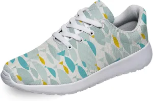 Men Women Walking Running Shoes,Fish Silhouette Lightweight Breathable Mesh Tennis Shoes Non Slip Athletic Workout Gym Sneakers White Size 8.5