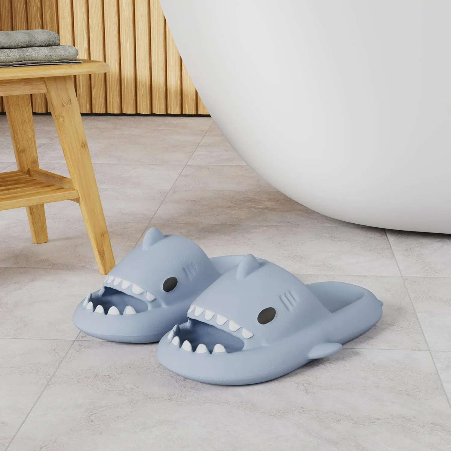 Men's and Women's Shark Slides Cloud Slippers Summer Novelty Open Toe Slide Sandals Anti-Slip Beach Pool Shower Shoes with Cushioned Thick Sole
