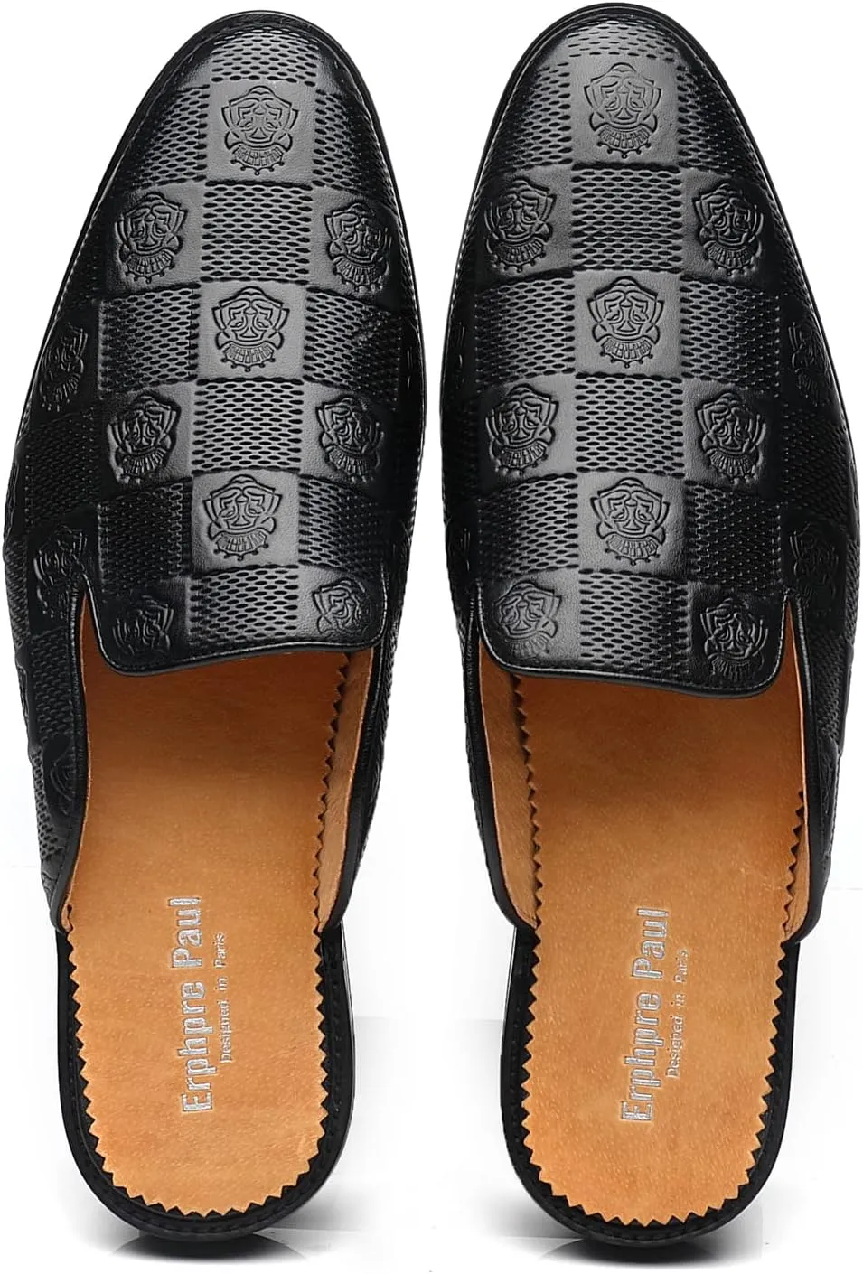 Mens Backless Loafers Genuine Leather Mules Shoes