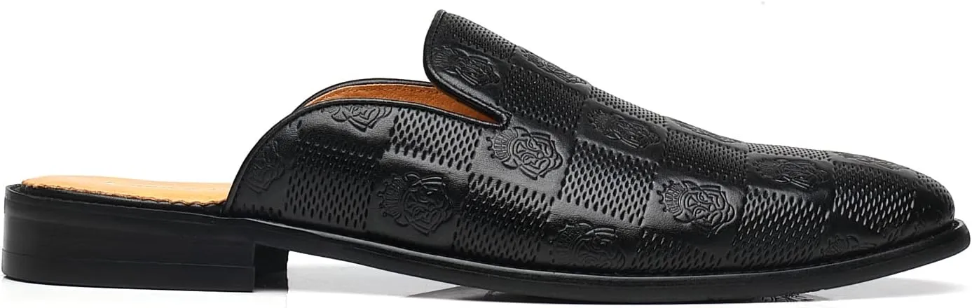 Mens Backless Loafers Genuine Leather Mules Shoes