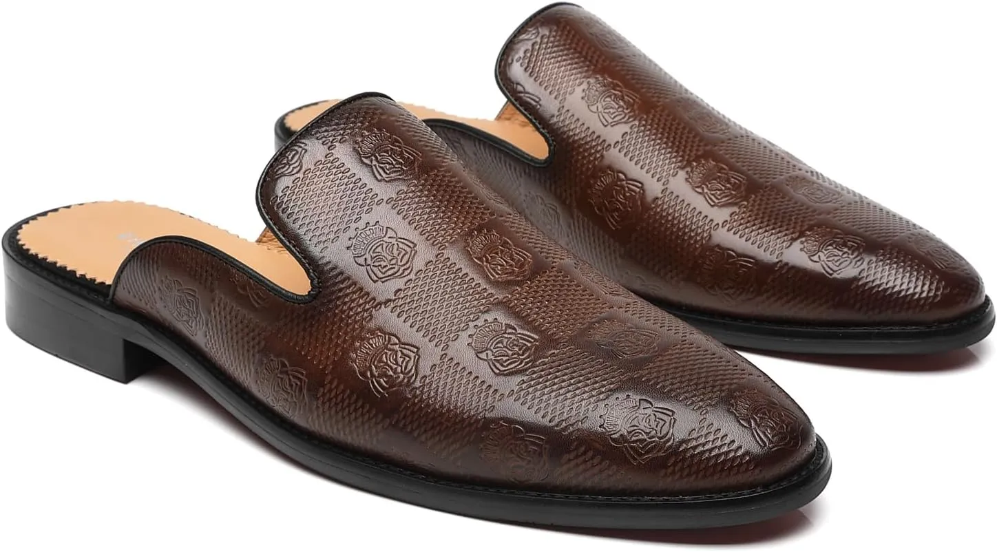 Mens Backless Loafers Genuine Leather Mules Shoes