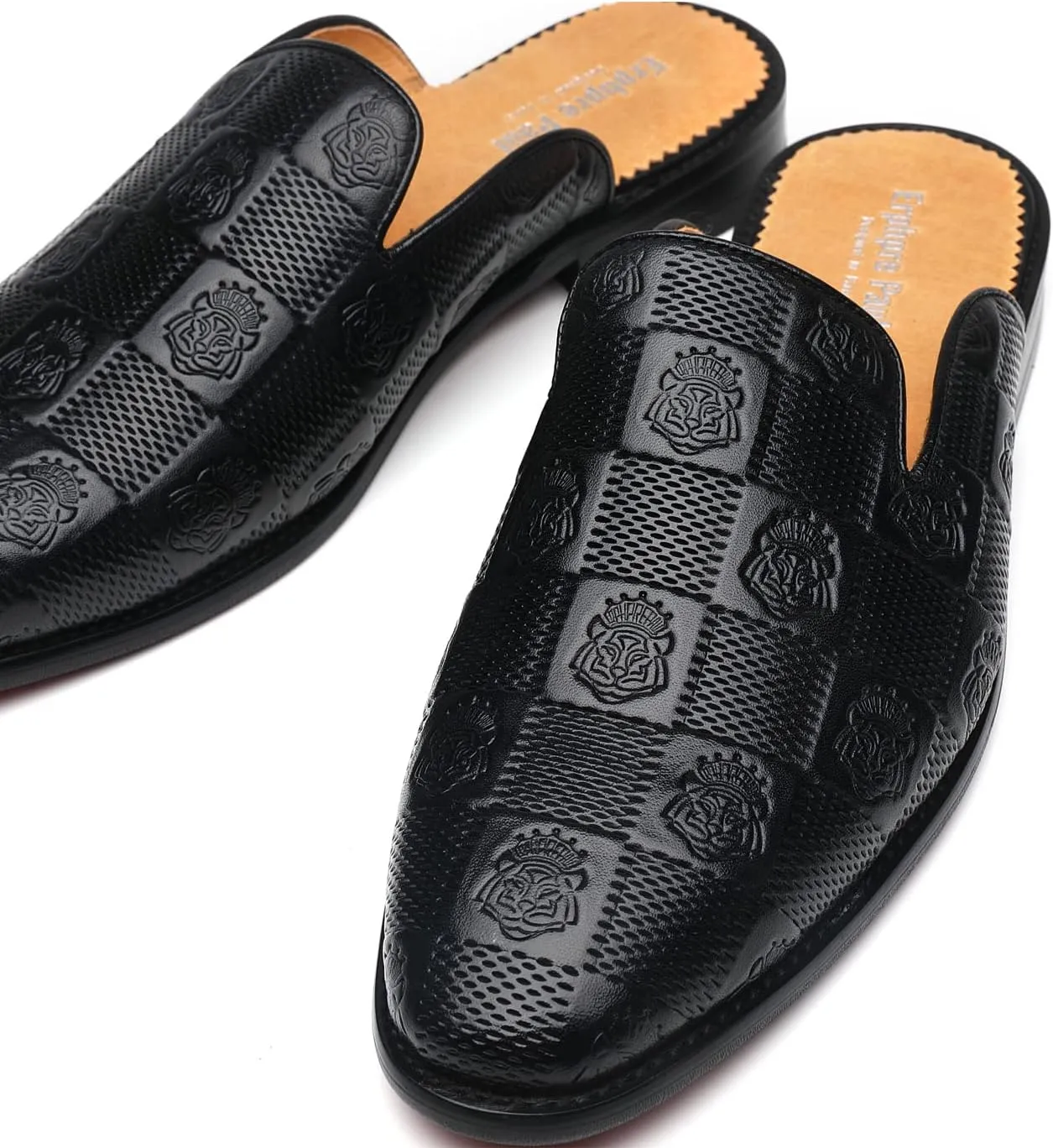Mens Backless Loafers Genuine Leather Mules Shoes