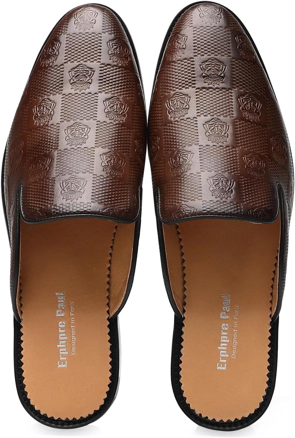 Mens Backless Loafers Genuine Leather Mules Shoes