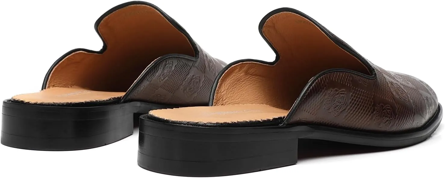 Mens Backless Loafers Genuine Leather Mules Shoes