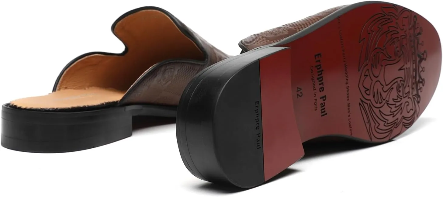 Mens Backless Loafers Genuine Leather Mules Shoes