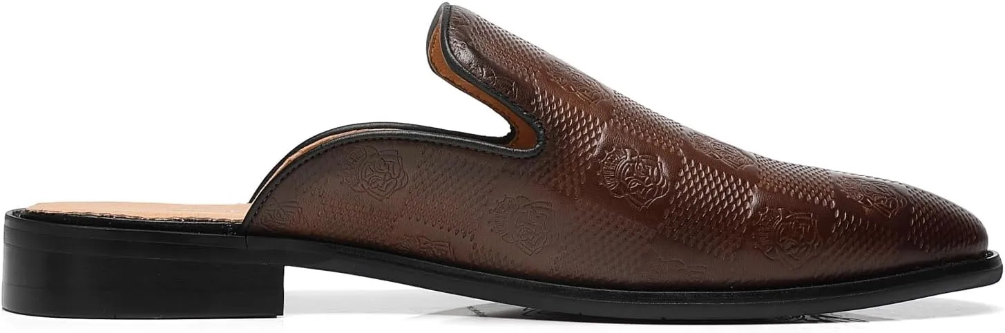 Mens Backless Loafers Genuine Leather Mules Shoes