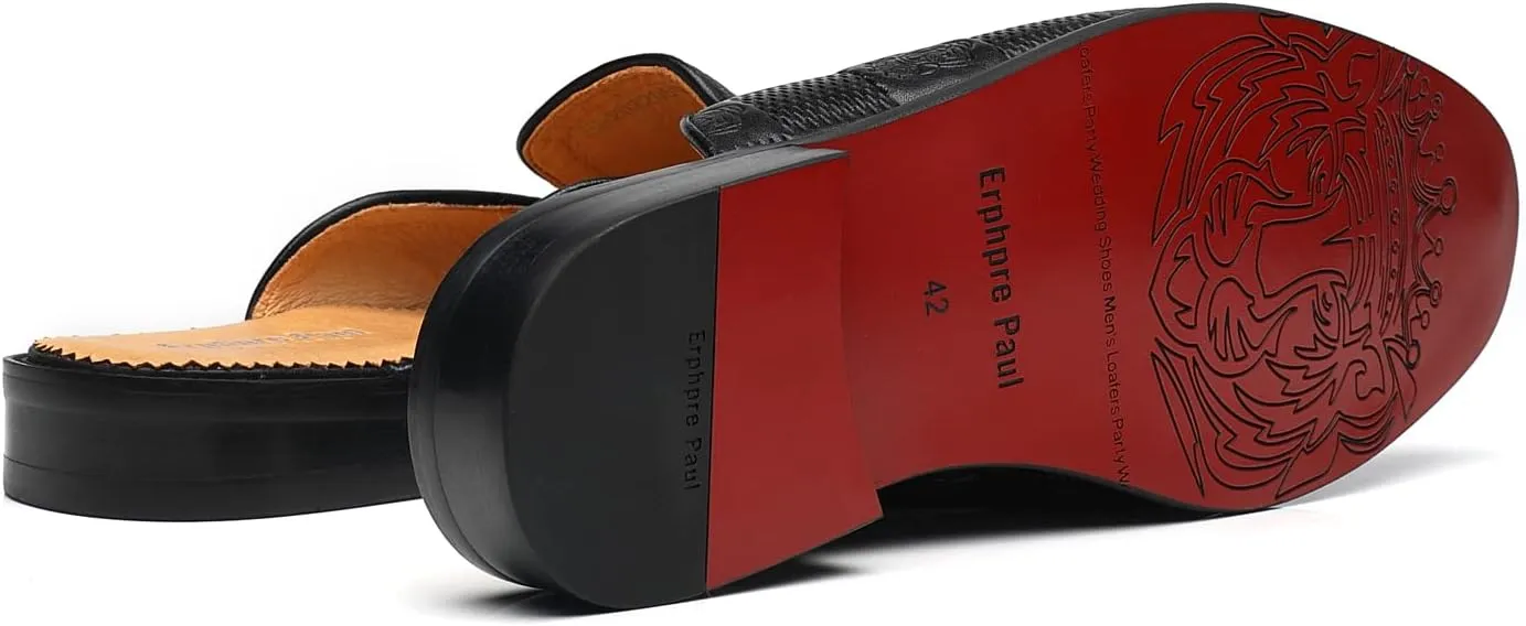 Mens Backless Loafers Genuine Leather Mules Shoes