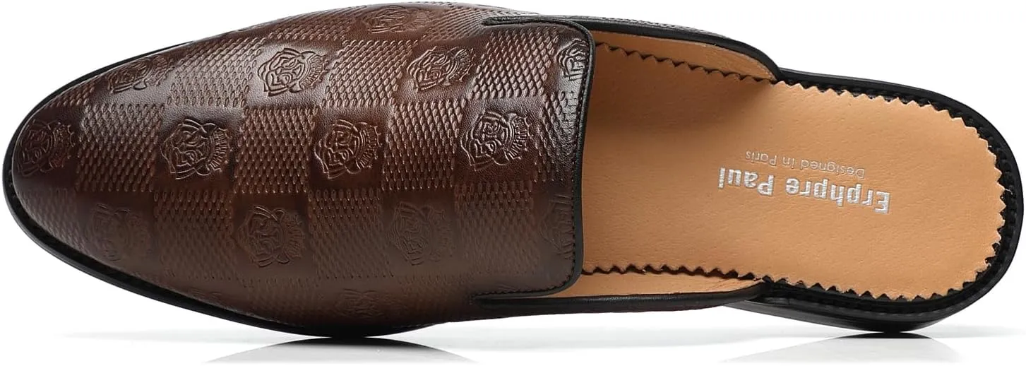 Mens Backless Loafers Genuine Leather Mules Shoes