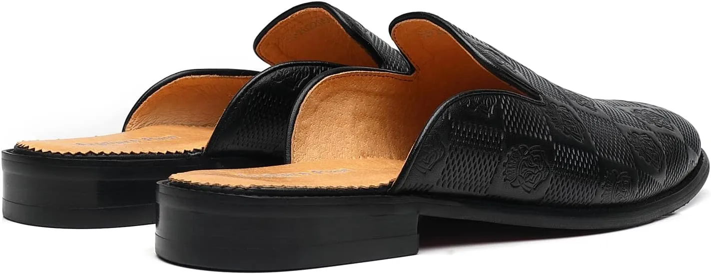 Mens Backless Loafers Genuine Leather Mules Shoes