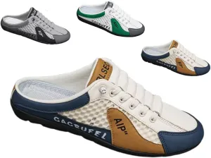 Men's Backless Sneakers,Mesh Fashion Slip on Mule Sports Shoes,Men's Breathable mesh Slippers Sports Sandals