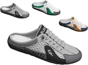 Men's Backless Sneakers,Mesh Fashion Slip on Mule Sports Shoes,Men's Breathable mesh Slippers Sports Sandals