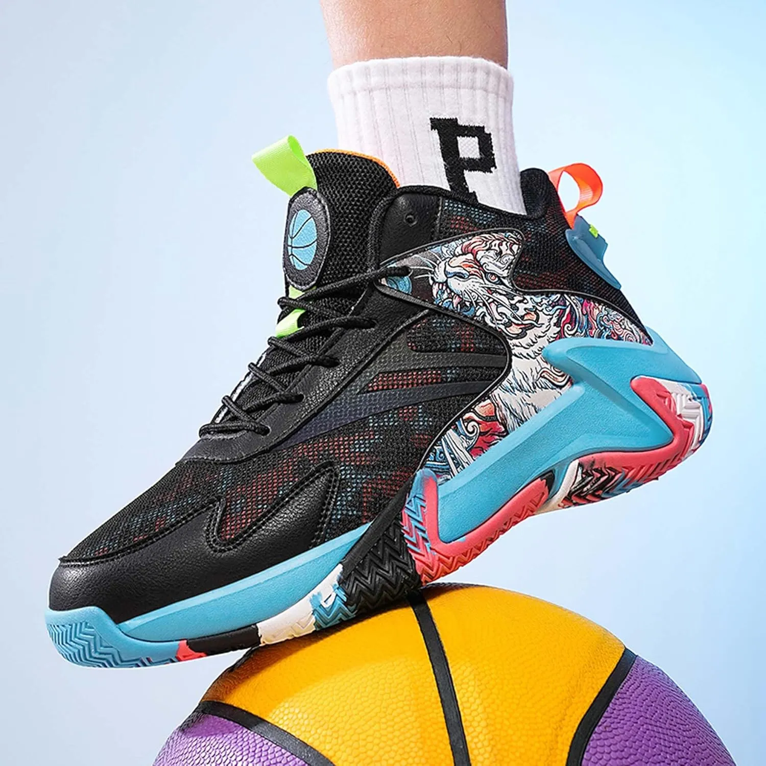 Men's Basketball Shoes High Top Sneakers Fashion Comfortable Street Casual Walking Shoes Non-Slip Training Running Shoes Breathable Fitness Sports Tennis Shoes
