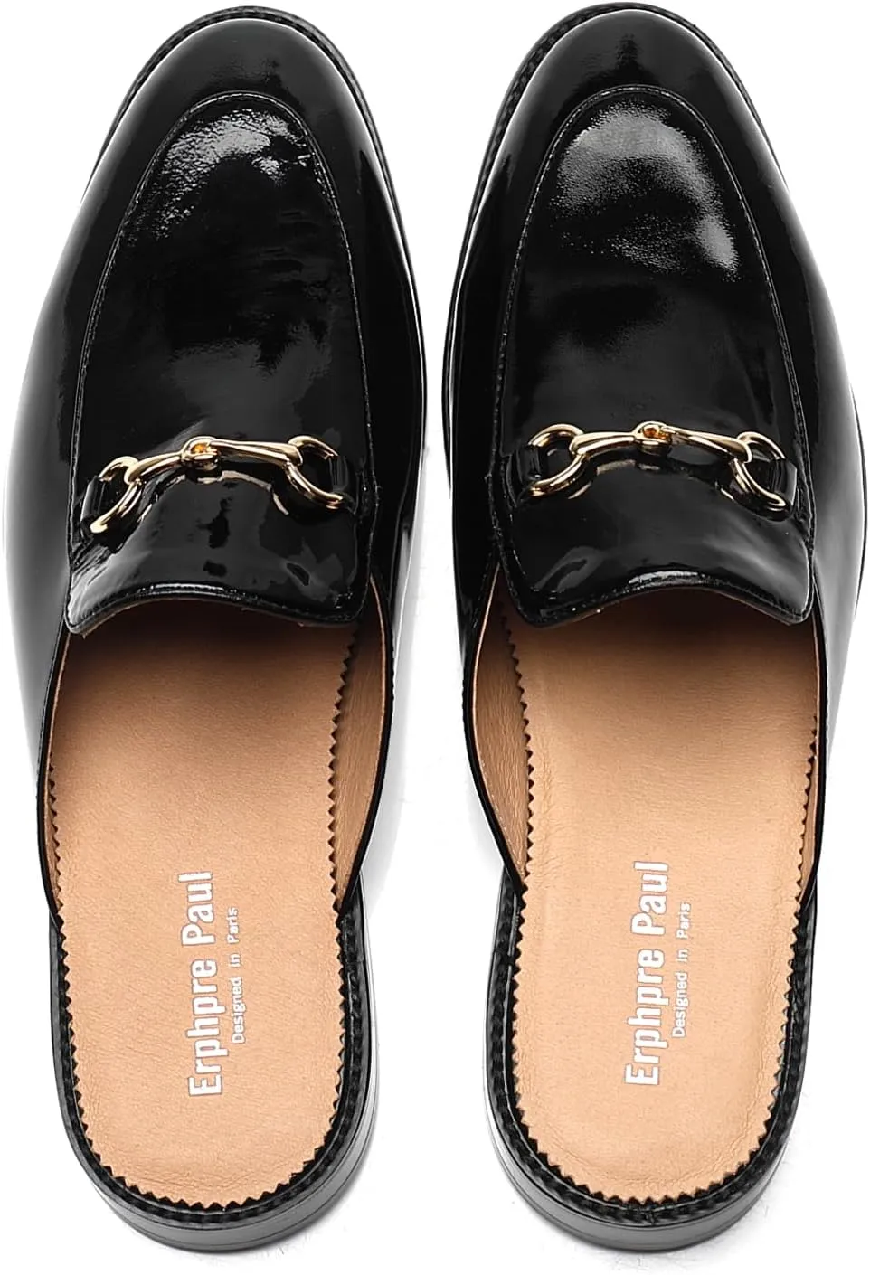 Mens Black Backless Loafers Genuine Leather Mules Shoes