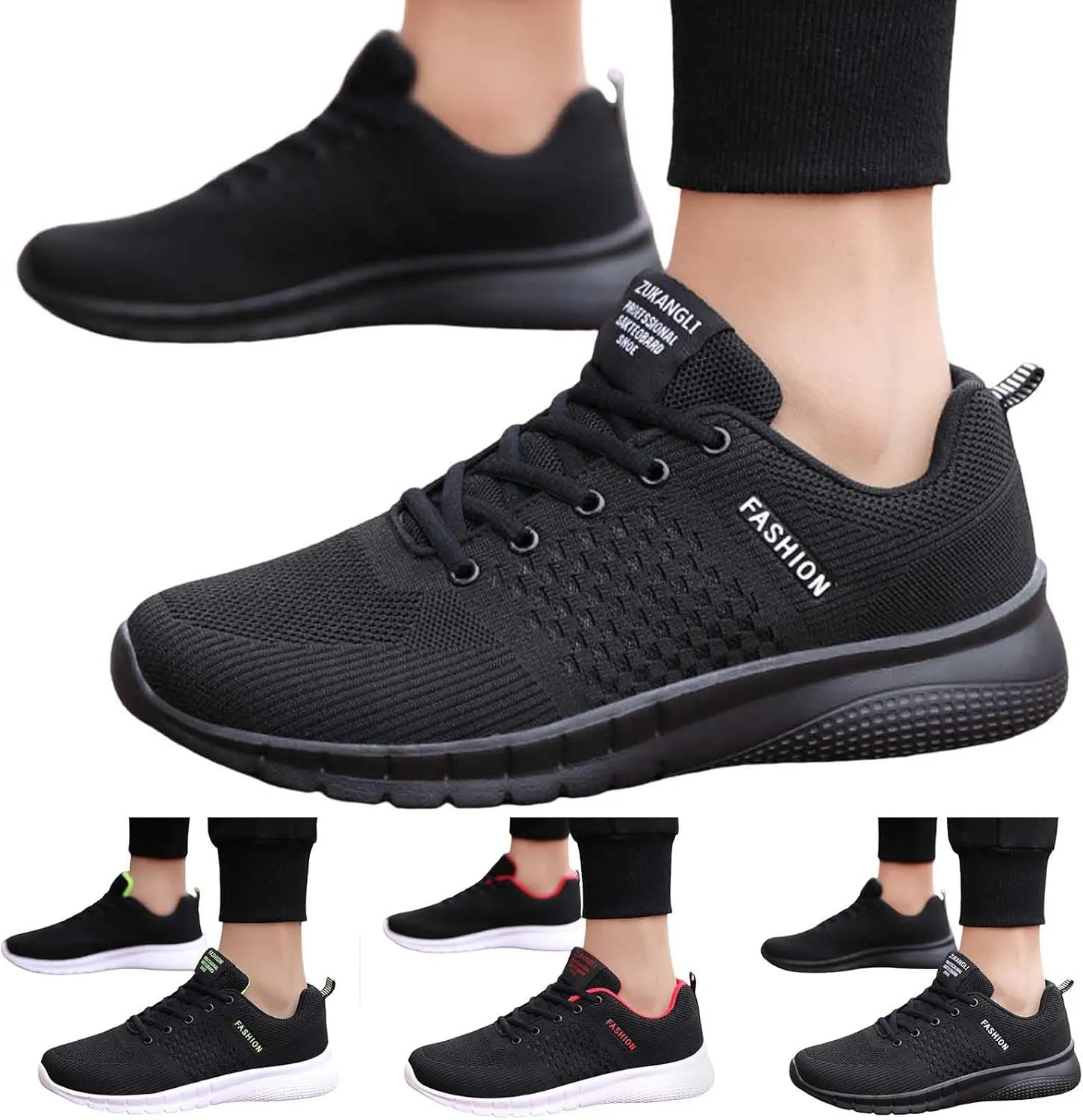 Mens Breathable Lace Up Running Shoes Outdoor Athletic Lace Up Hiking Shoe Memory Foam Versatile Shoes for Men