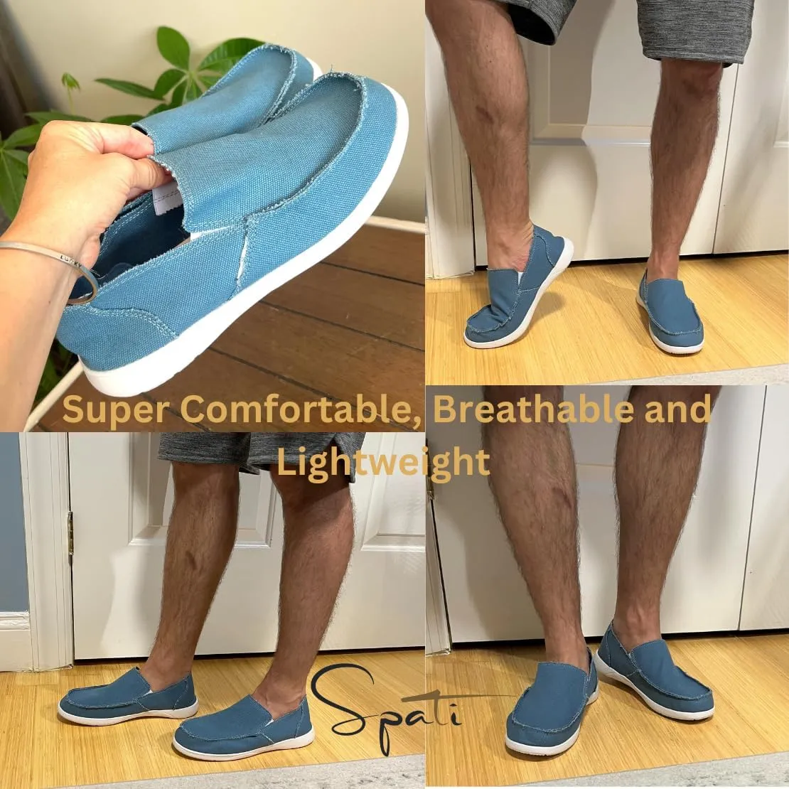 Men's Canvas Linen Slip On Loafer Lightweight Breathable Casual Shoes Orthopedic Travel for Summer Autumn Spring Walking Shoes for Men