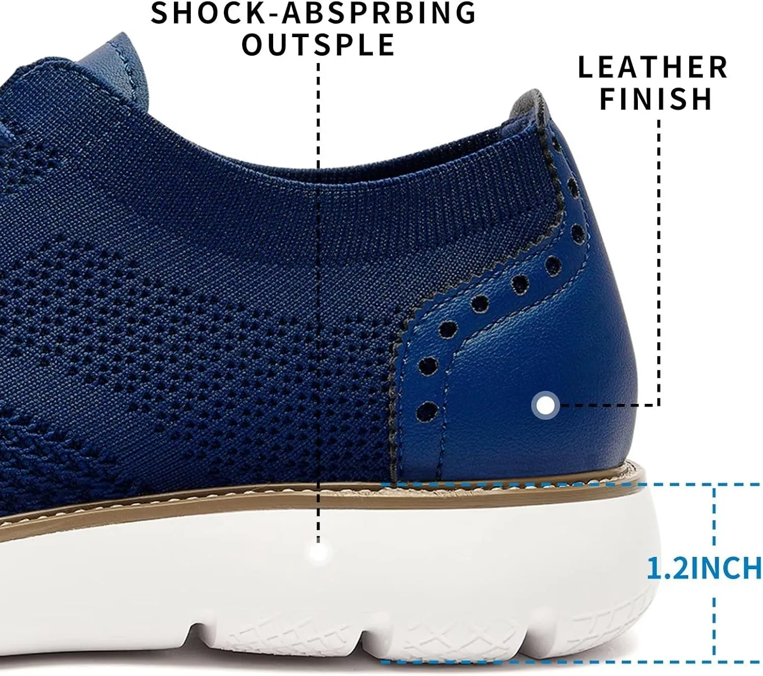 Men's Casual Sneakers Dress Shoes - Comfort Dress Sneakers Mesh Knit Lightweight Breathable Formal Oxford Business Shoes
