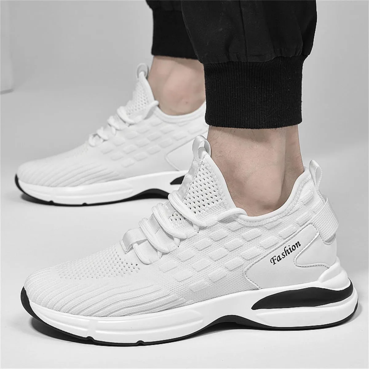 Mens Elevator Shoes, Non Slip Lightweight Business Fashion Trainers Breathable Mesh Height Increasing Sneakers