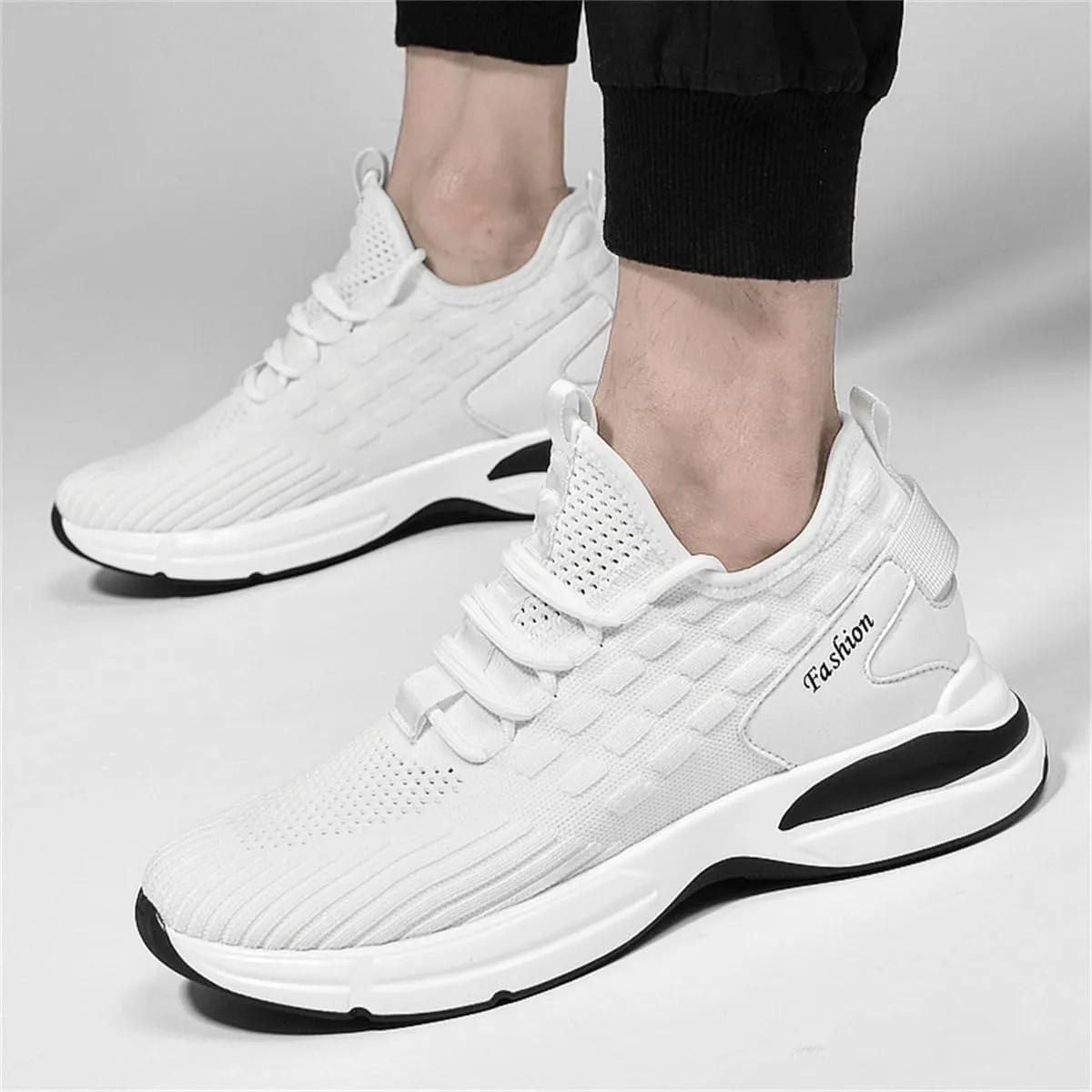 Mens Elevator Shoes, Non Slip Lightweight Business Fashion Trainers Breathable Mesh Height Increasing Sneakers