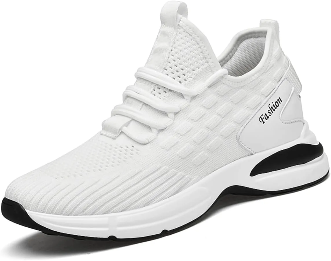 Mens Elevator Shoes, Non Slip Lightweight Business Fashion Trainers Breathable Mesh Height Increasing Sneakers