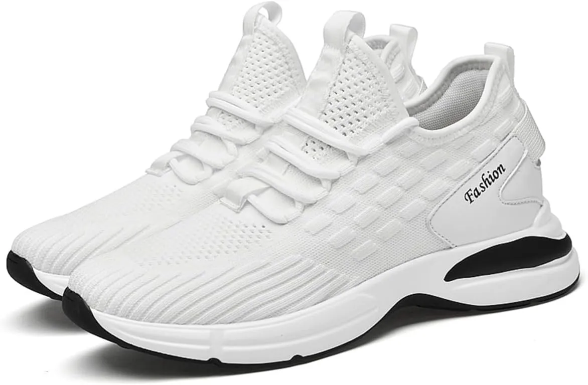 Mens Elevator Shoes, Non Slip Lightweight Business Fashion Trainers Breathable Mesh Height Increasing Sneakers