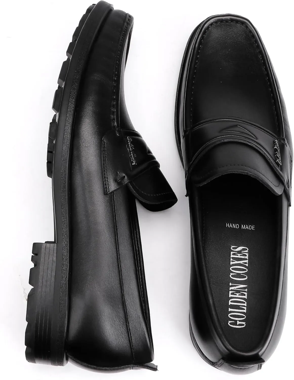 Mens Leather Tassel Loafer, Classic Luxury Smooth Upper Tassel Slip-on Penny Loafer for Mens, Black