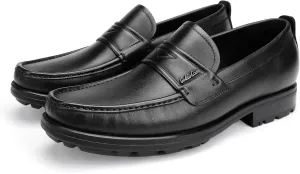 Mens Leather Tassel Loafer, Classic Luxury Smooth Upper Tassel Slip-on Penny Loafer for Mens, Black