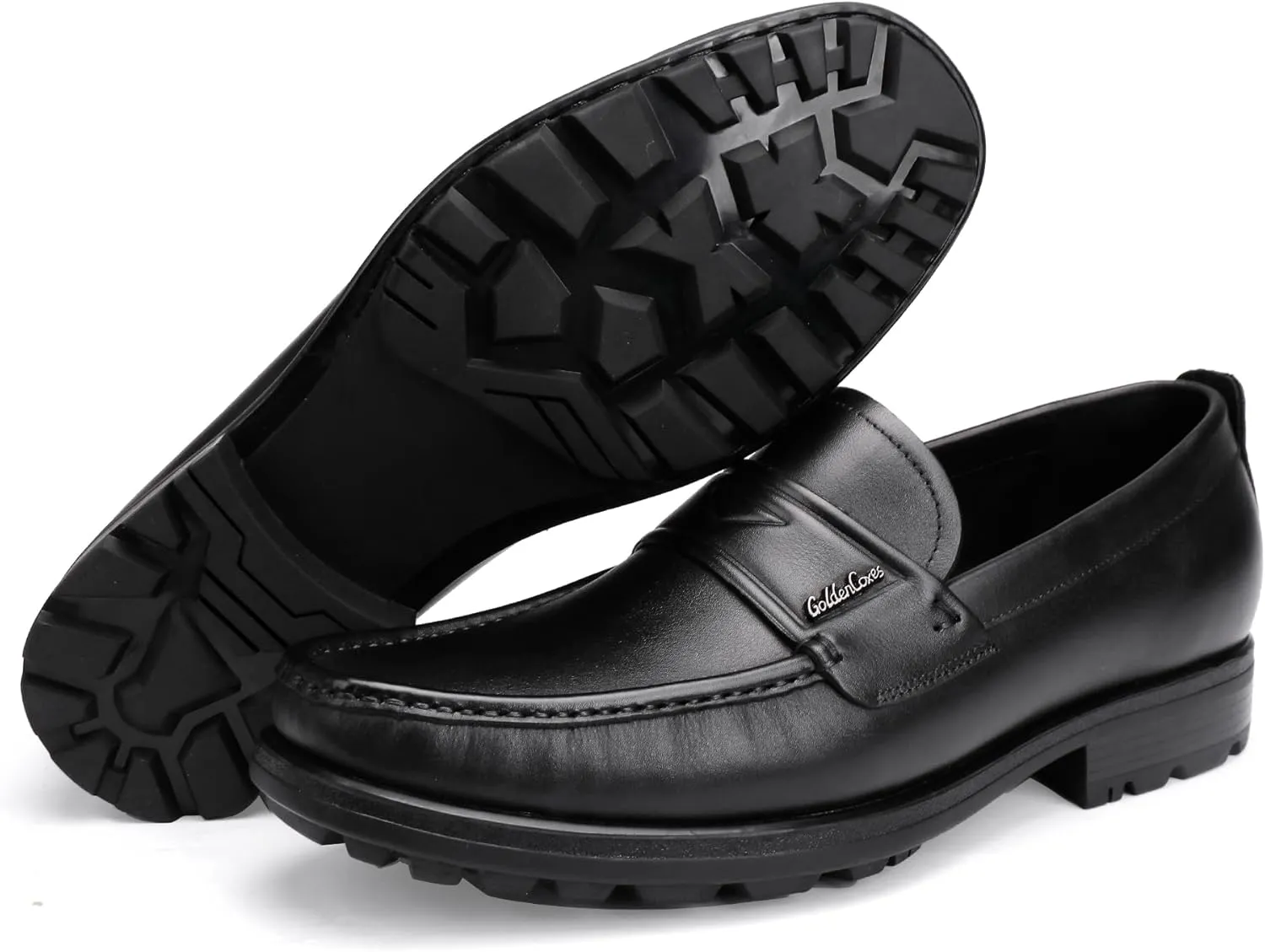 Mens Leather Tassel Loafer, Classic Luxury Smooth Upper Tassel Slip-on Penny Loafer for Mens, Black