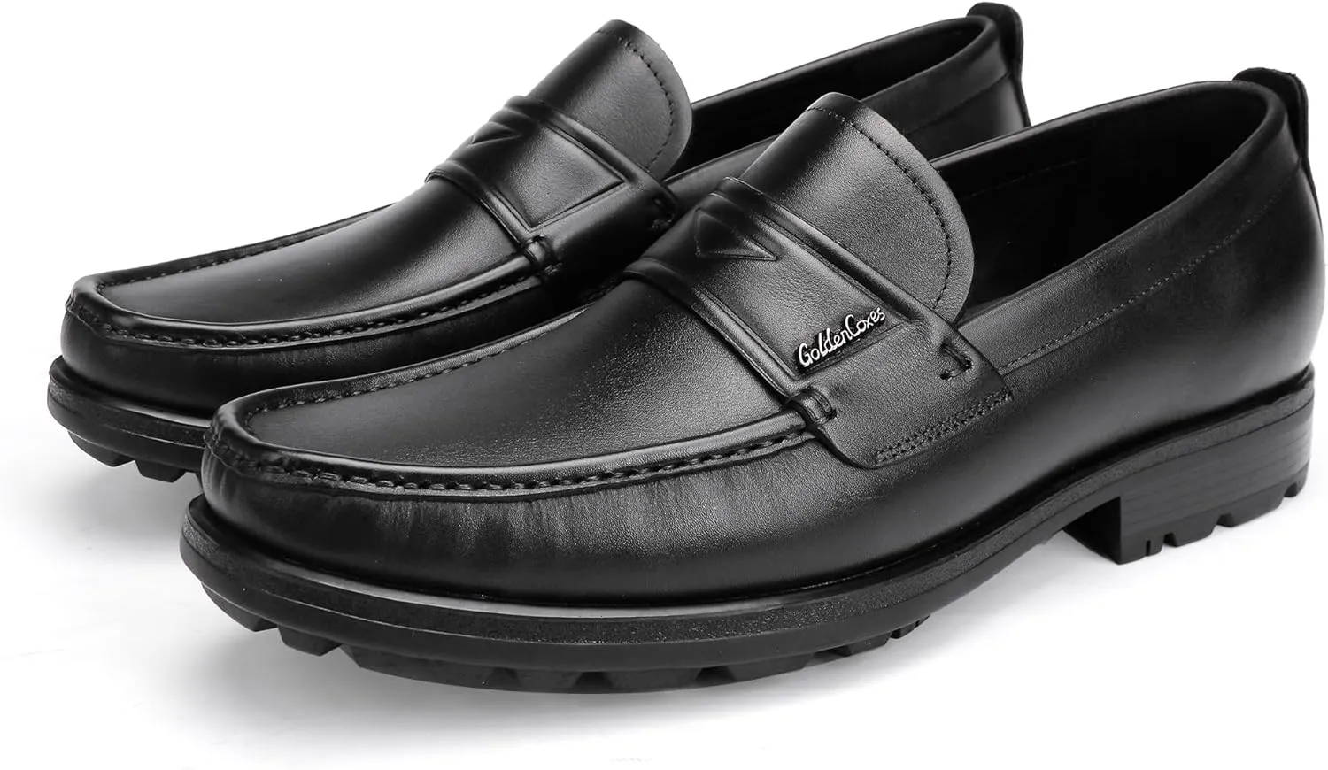 Mens Leather Tassel Loafer, Classic Luxury Smooth Upper Tassel Slip-on Penny Loafer for Mens, Black